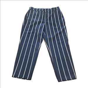 Women's Old Navy Navy Blue White Stripe Ankle Cropped Pants Size 14